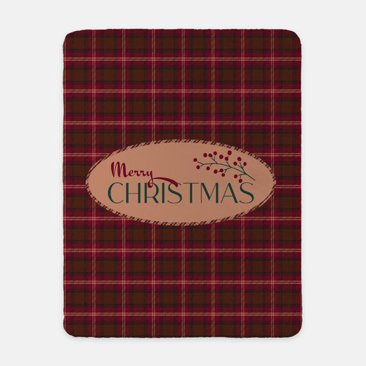 Country Christmas Red & Green Plaid Sherpa Blanket 50 x 60 - Gifternaut