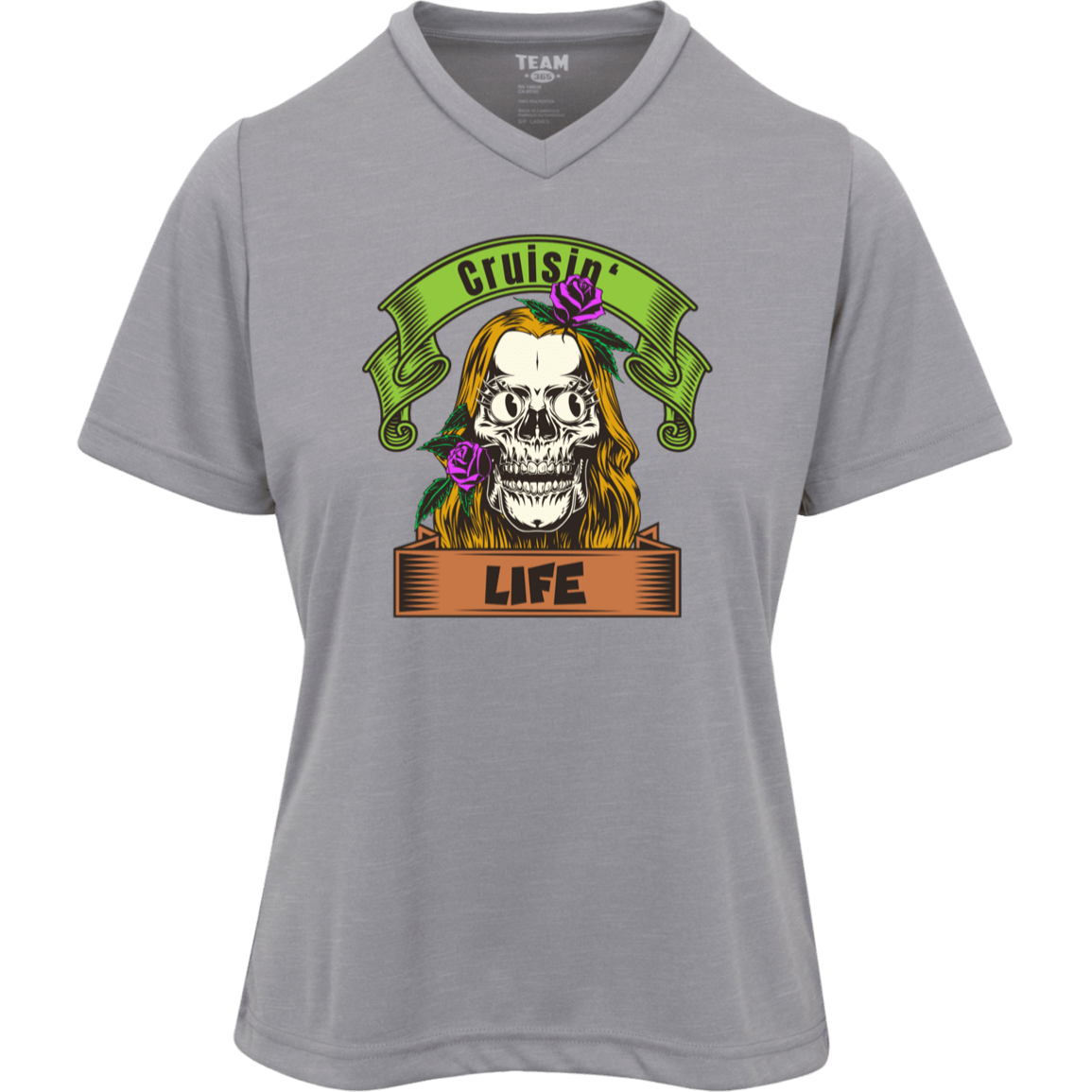 Cruisin' Life Skull Blonde Hair Womens Tee - Gifternaut