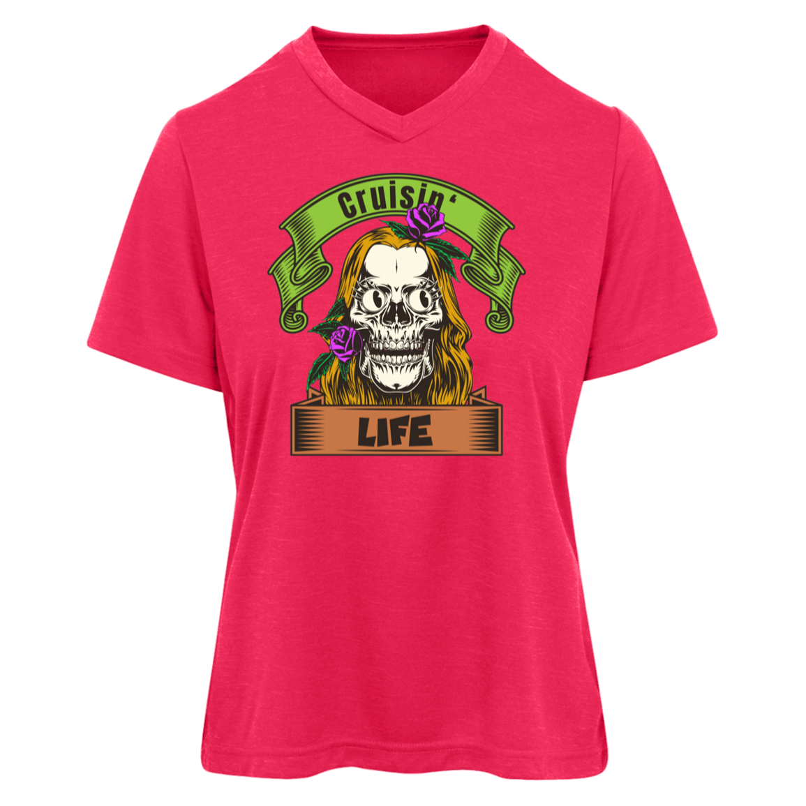 Cruisin' Life Skull Blonde Hair Womens Tee - Gifternaut