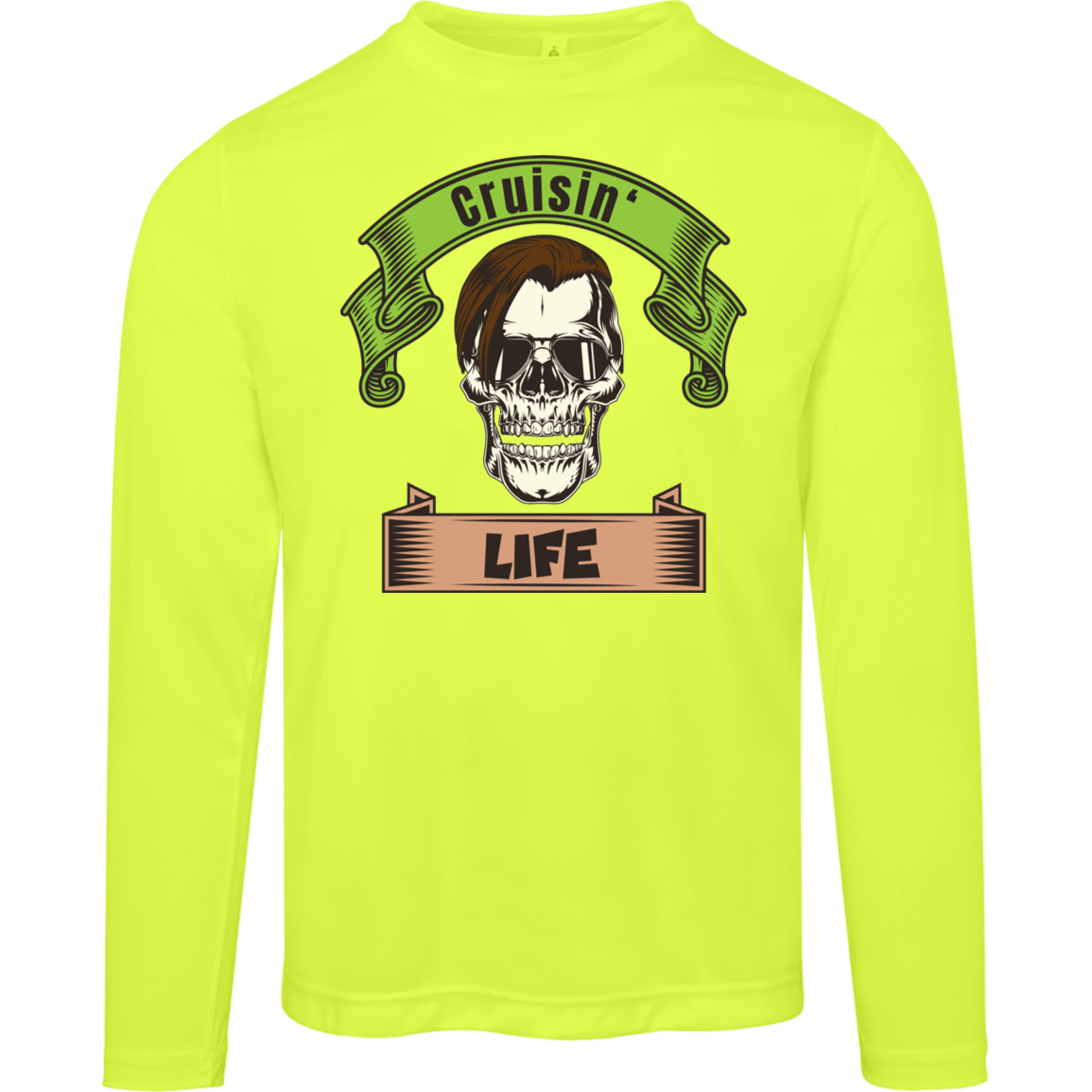 Cruisin' Life Skull Dark Hair Men's Long Sleeve Tee - Gifternaut