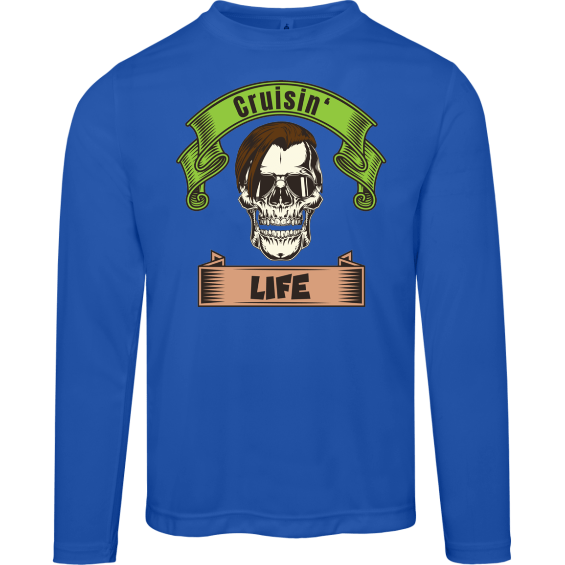 Cruisin' Life Skull Dark Hair Men's Long Sleeve Tee - Gifternaut