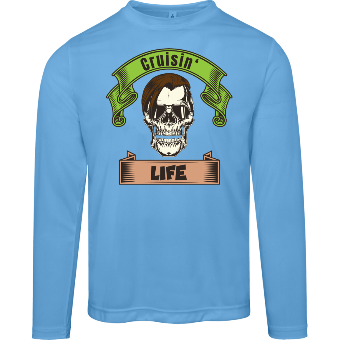 Cruisin' Life Skull Dark Hair Men's Long Sleeve Tee - Gifternaut