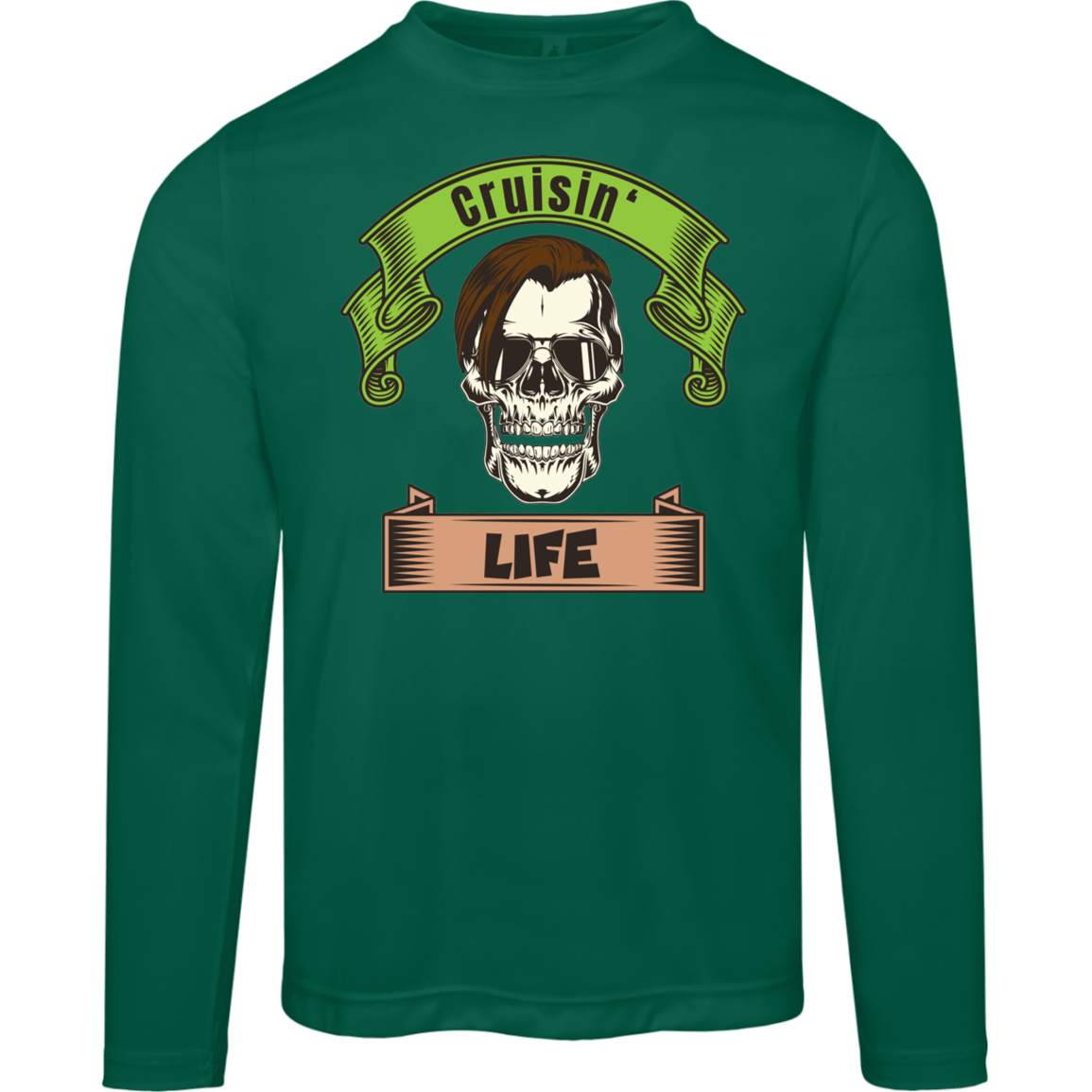 Cruisin' Life Skull Dark Hair Men's Long Sleeve Tee - Gifternaut