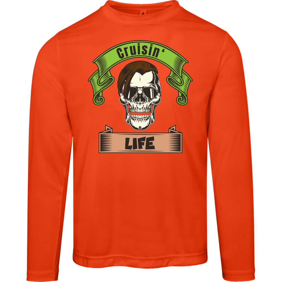 Cruisin' Life Skull Dark Hair Men's Long Sleeve Tee - Gifternaut