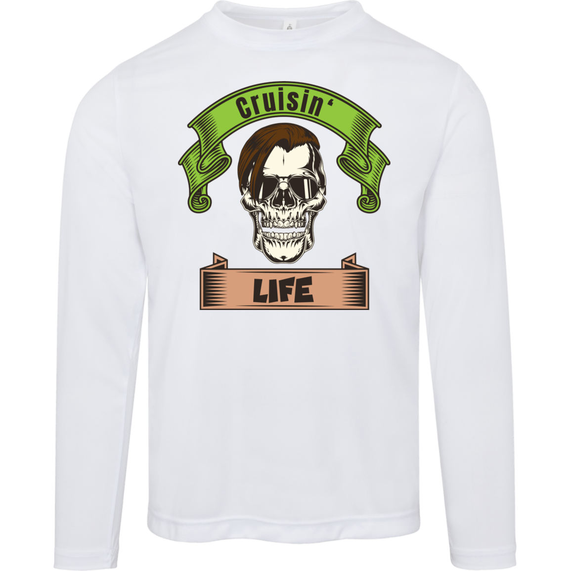 Cruisin' Life Skull Dark Hair Men's Long Sleeve Tee - Gifternaut