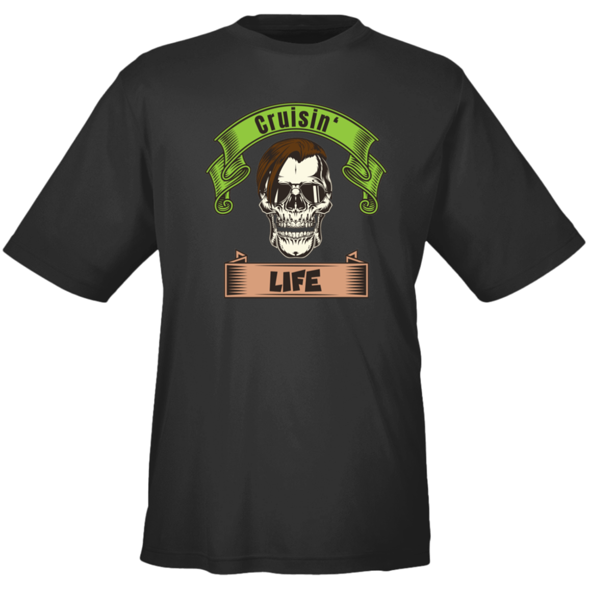 Cruisin' Life Skull Dark Hair Men's Tee - Gifternaut