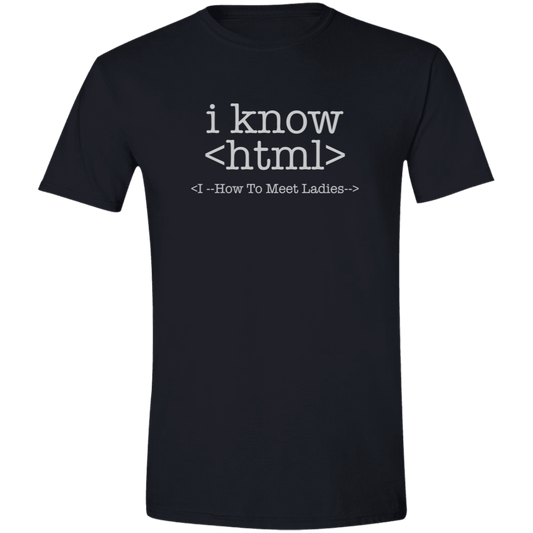 HTML White Text Mens Softstyle Tee - Gifternaut