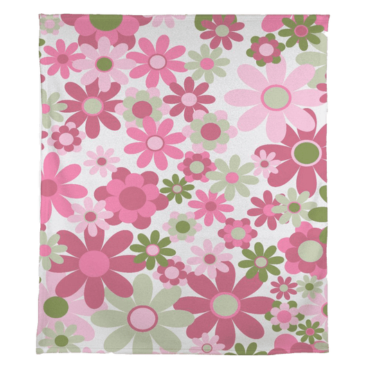 Vintage Pink & Green Soft Fleece Blanket 50" x 60" - Gifternaut