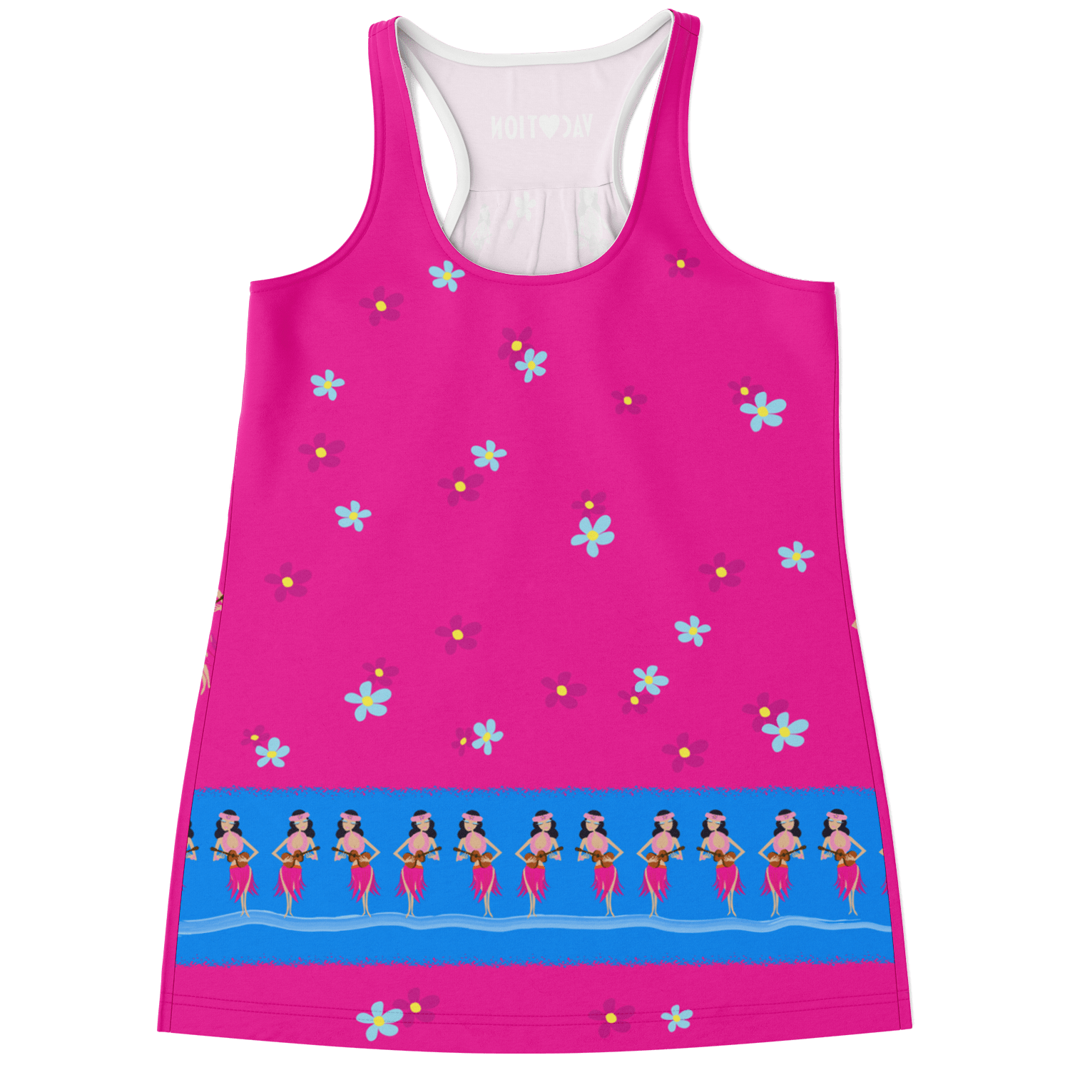 Aloha Girl Pink with Blue Stripe & Flowers Tank Top - Gifternaut