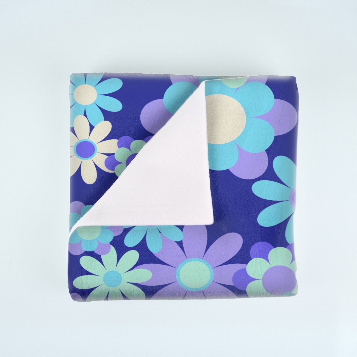 Blue and Purple Flowers on Navy Soft Fleece Blanket - 50" x 60" - Gifternaut