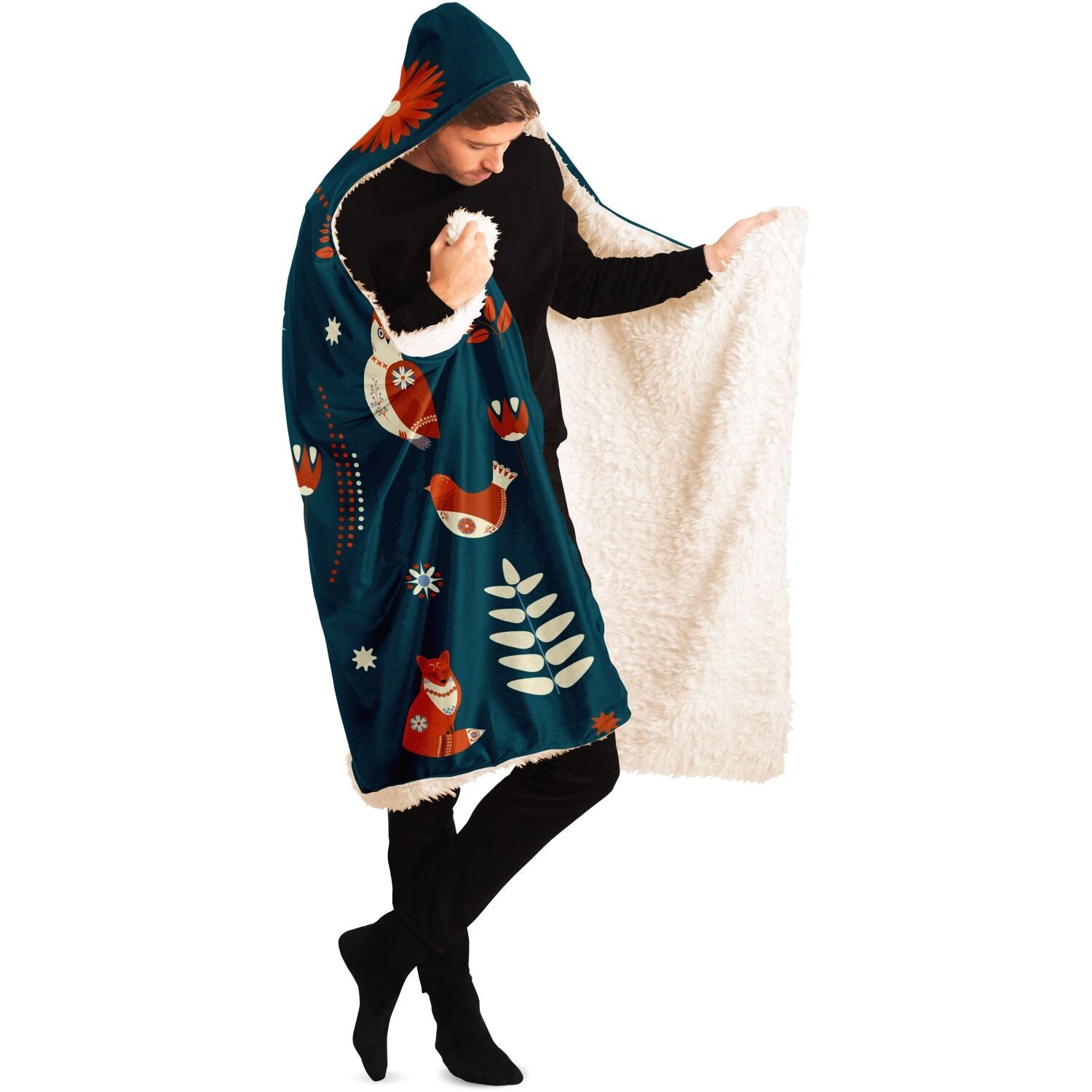 Folk Art Bear Hooded Blanket - Gifternaut
