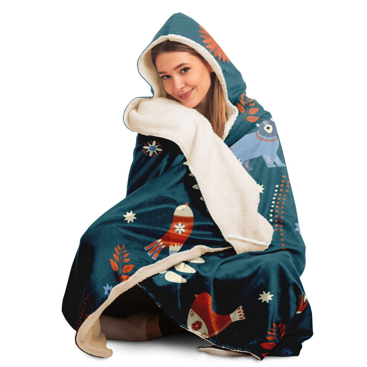Folk Art Wise Owl Hooded Blanket - Gifternaut