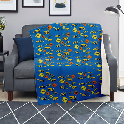 Kids Construction Microfleece Blanket - Customizable - Gifternaut