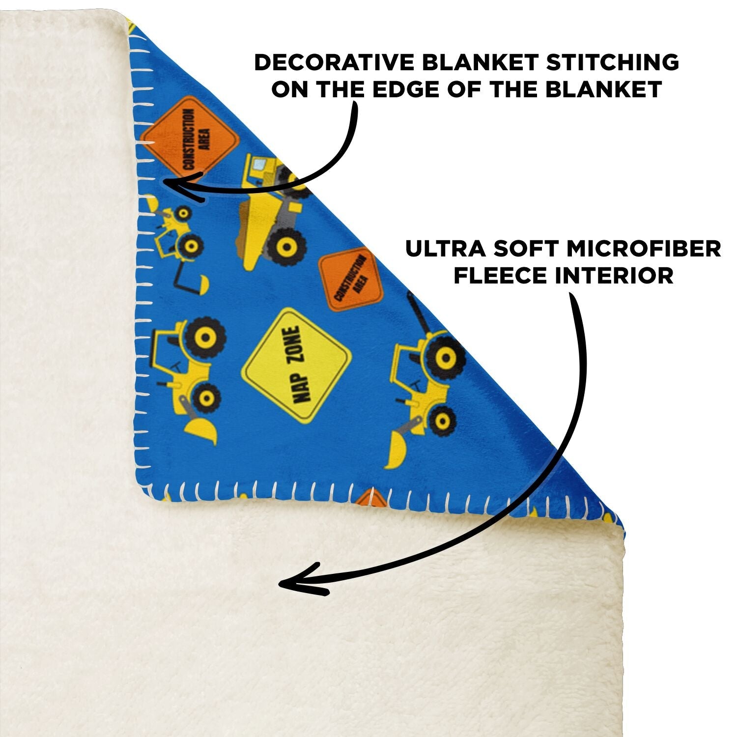 Kids Construction Microfleece Blanket - Customizable - Gifternaut