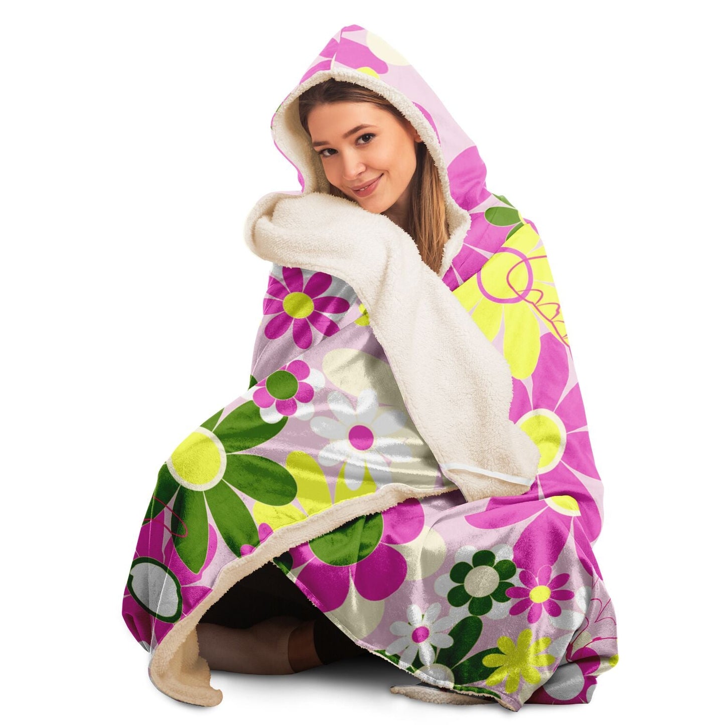 Pink Flowers and Butterfly Hooded Blanket - Gifternaut