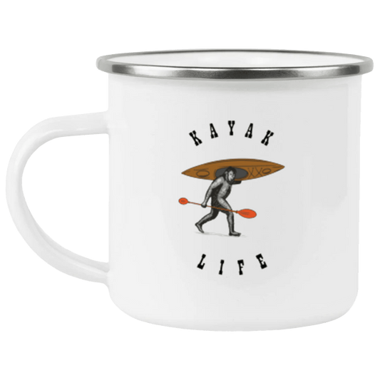 Sasquatch Kayak Life Enamel Camping Mug - Gifternaut