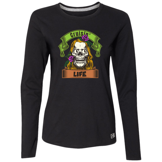 Skull Cruisin' Life Ladies’ Dri-Power Long Sleeve Tee - Blonde - Gifternaut